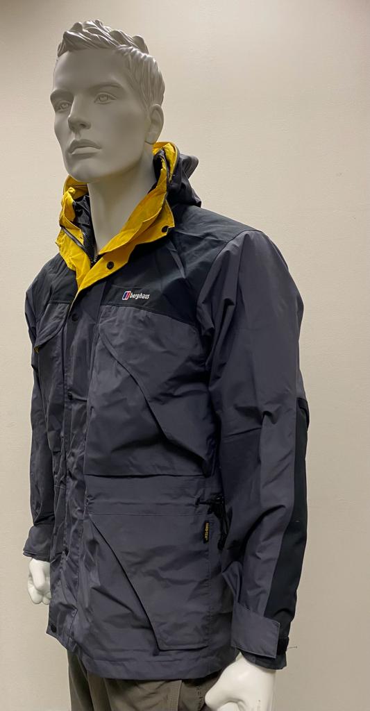 Burghaus Mens Coat in Grey and Yellow - Size S
