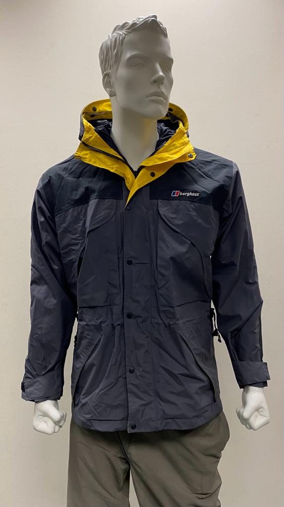 Burghaus Mens Coat in Grey and Yellow - Size S