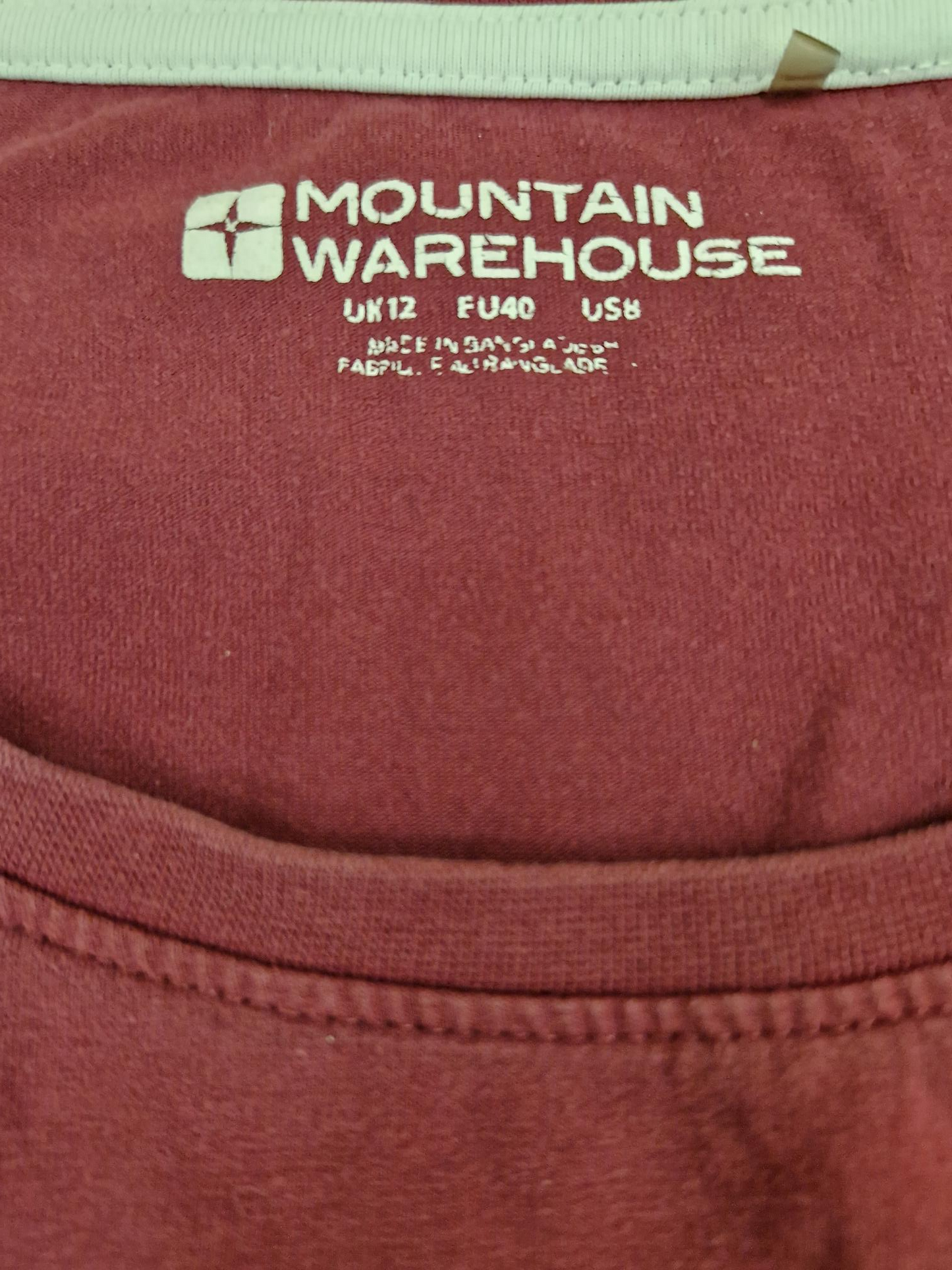 Ladies Mountain Warehouse T-Shirt size 12 - Burgundy